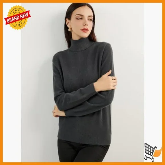 100% Cashmere Turtleneck Sweater Pullover Long Sleeve Warm Soft Knit